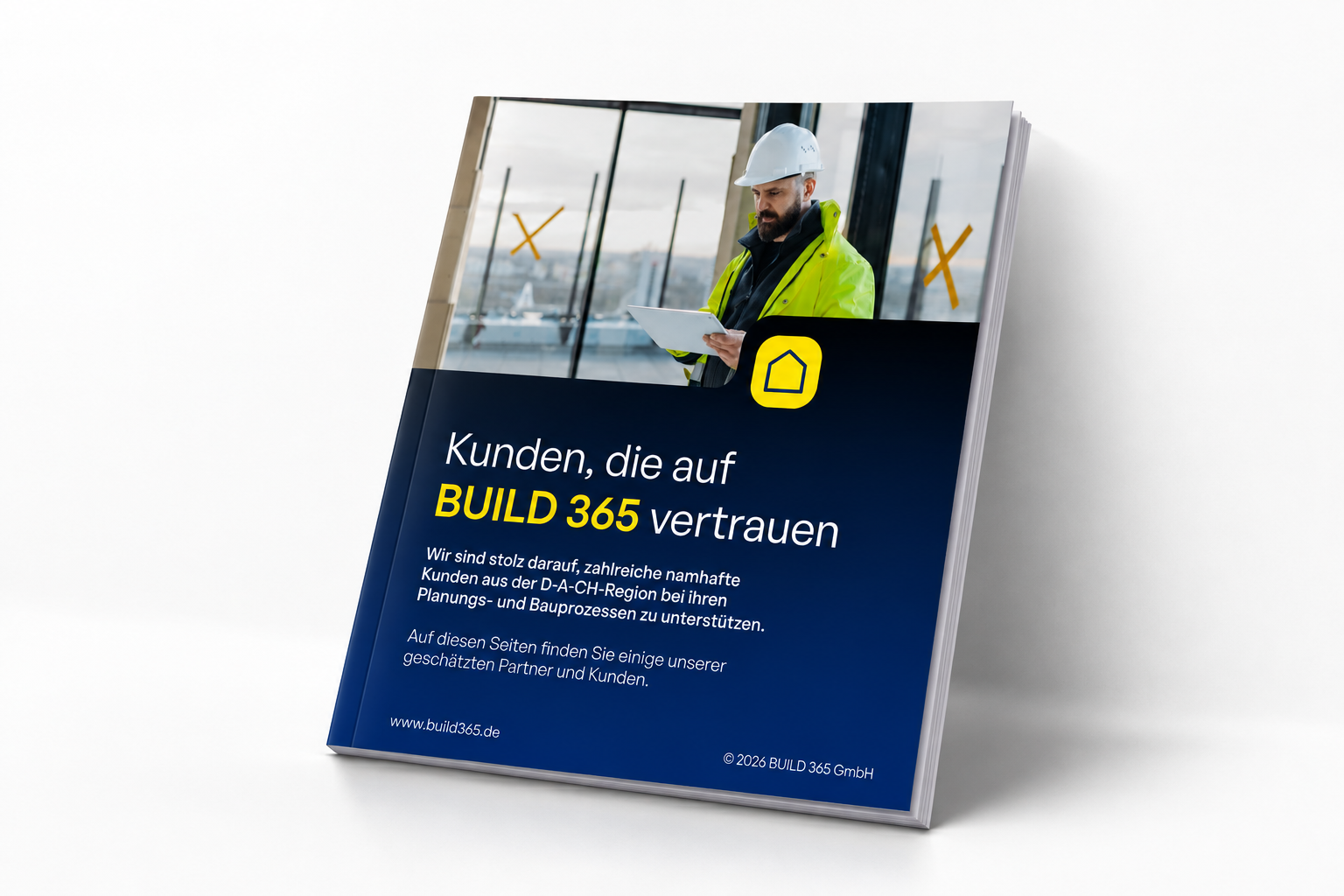 Mockup der BUILD 365 Referenzbroschüre